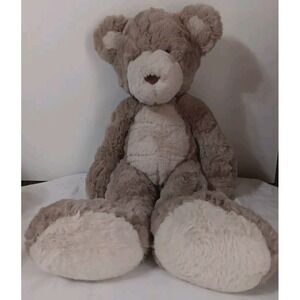 Mud Pie Plush Teddy Bear Beige 12" Sitting Sewn Eyes Long Legs Big Feet Soft